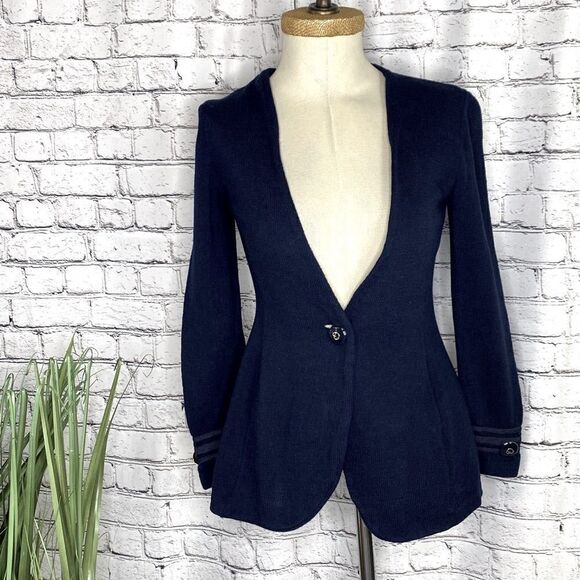 St. John Collection By Marie Gray Women's Classic Collarless One-button Blazer J - Picture 13 of 13
